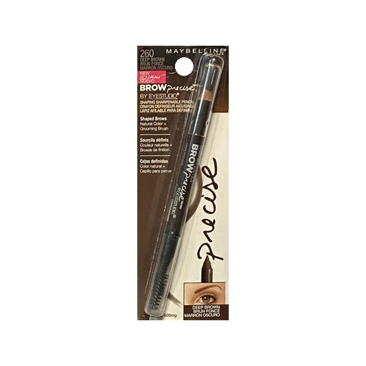 Maybelline Brow Precise Eyebrow Shaping Pencil and Grooming Brush (260 Deep Brown)