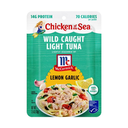 Chicken of the Sea Light Tuna Packet - Lemon Garlic (Net Wt. 2.5 oz.) Ready-to-Eat Lightly Seasoned Wild Caught Light Tuna