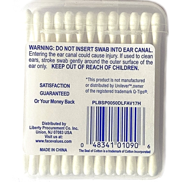 Face Values Cotton Swabs Travel Pack in Plastic Storage Case (50 Pack)