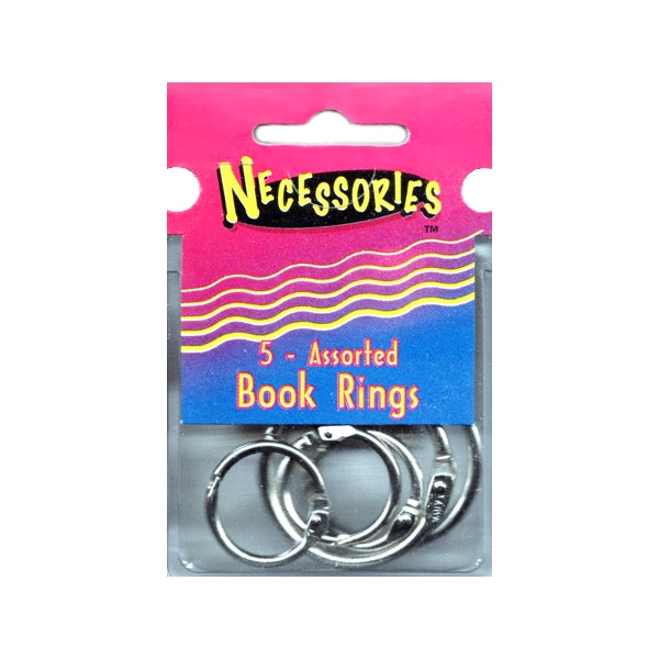 Necessories Assorted Sizes Book Binder Rings (5 Pack) Silver