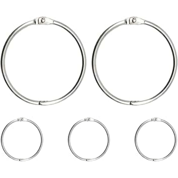 Necessories Assorted Sizes Book Binder Rings (5 Pack) Silver