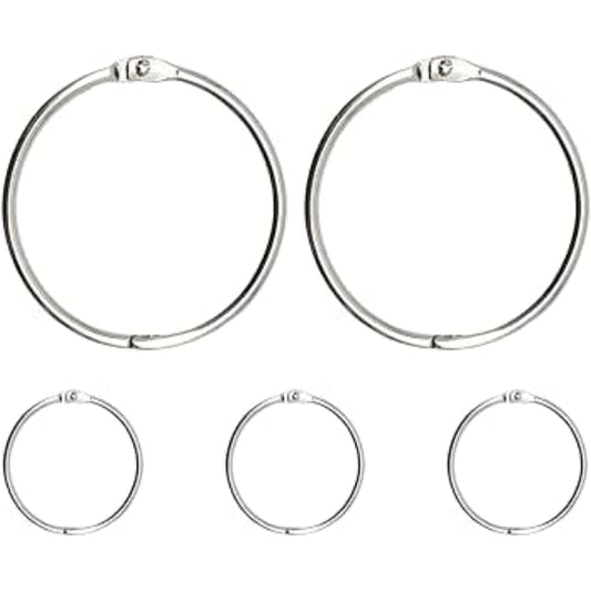 Necessories Assorted Sizes Book Binder Rings (5 Pack) Silver