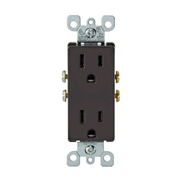 Leviton Decora Child Safety Tamper-Resistant Duplex Outlet/Receptacle - Brown (15Amp, 125V, T5325-D0)