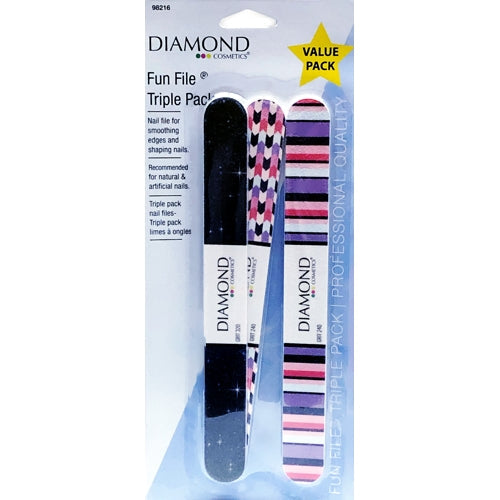 Diamond Nail Care Fun File Triple Pack (Grit 240/320) Designs Vary