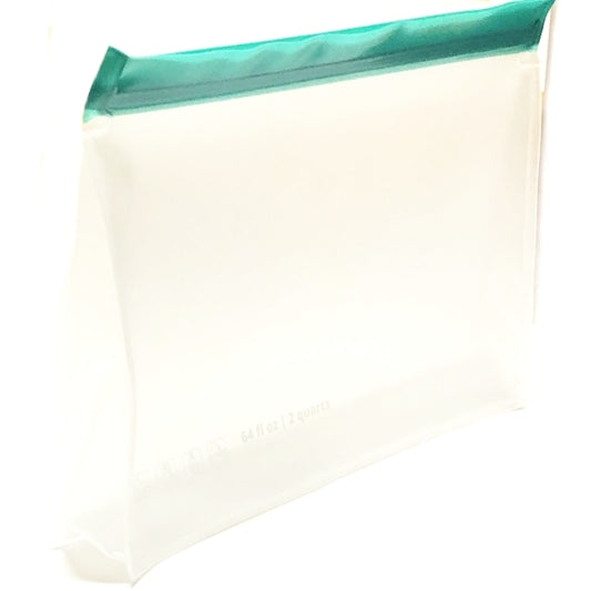 Keeper Life Reusable Large Gusseted Storage Pouch - Transparent/Blue (10.2" x 7.3" x 2.25") BPA Free, Leak Proof
