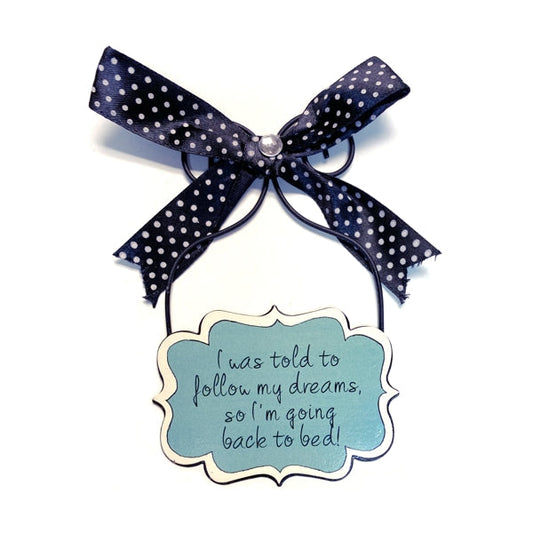 Transpac Decorative Metal Wire Die-Cut Sassy Plaque with Bow - I Was Told To Follow My Dreams... (4" x 5")