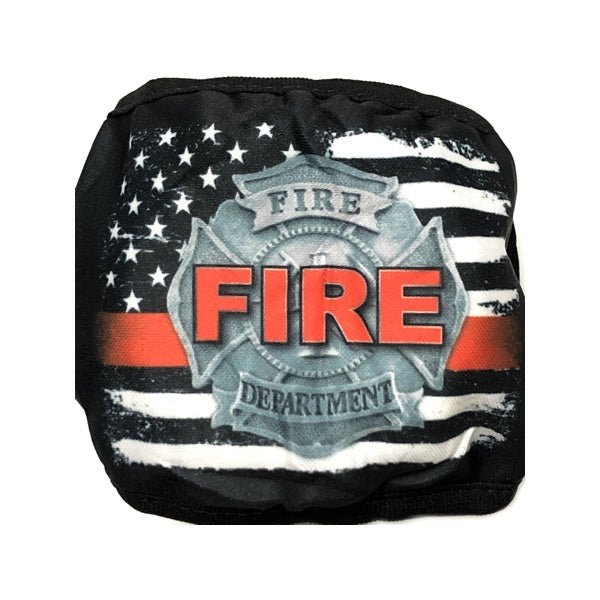 Adult 2 - Layer Fabric Face Mask with Ear Loops - Fire Dept/Black (1 Count) For ages 14+ - Dollar Fanatic