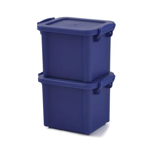 Ankyo Mini Storage Latch Box Container with Lid - Navy Blue (2 Pack) Perfect for Office Supplies, Crafts, Electronic Accessories, Makeup, and more! - Dollar Fanatic