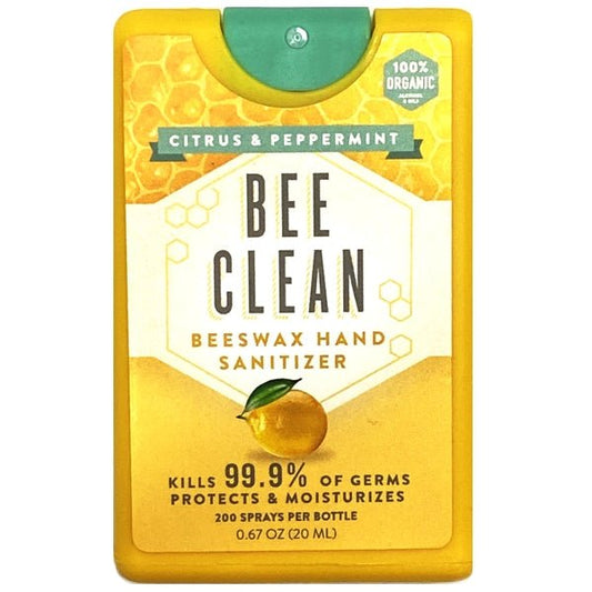 Bee Clean Organic Beeswax Moisturizing Hand Sanitizer Spray - Citrus and Peppermint (Net 0.67 fl. oz.) Travel Size - Dollar Fanatic