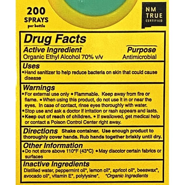 Bee Clean Organic Beeswax Moisturizing Hand Sanitizer Spray - Citrus and Peppermint (Net 0.67 fl. oz.) Travel Size - Dollar Fanatic