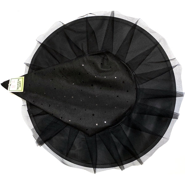 Black Witch Hat Costume Accessory - Black Star Sequin (13" x 15"dia.) - Dollar Fanatic