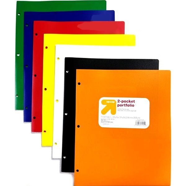 Bundle of 3 - Up & Up 2 - Pocket Plastic Portfolio Folder - 9.375" x 11.375" (Fits in 3 - Ring Binder) Colors Vary - 2 for $5