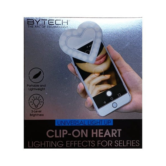 Bytech Clip - On Selfie Light for Mobile Phones - Battery Powered (Select Heart or Star) 3 - Level Brightness - Dollar Fanatic