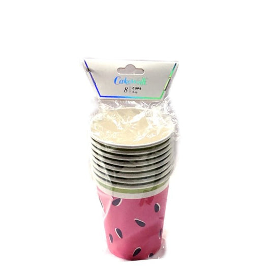 Cakewalk Party Paper Cups - Watermelon (8 Pack) 9 fl. oz. Size - Dollar Fanatic
