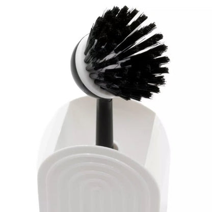 Cleaning Scrub Brush with Holder - Black/White (2 - Piece Set) Great for Dish and Vegetable Cleaning - Dollar Fanatic