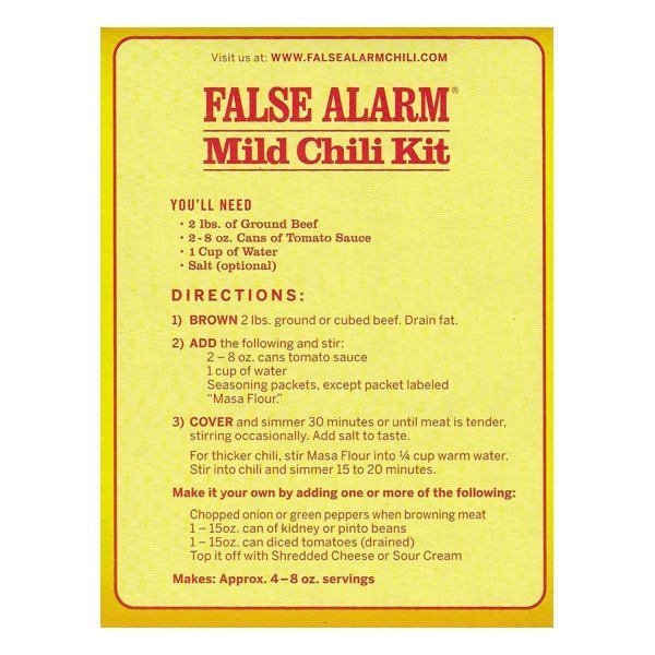 Clearance - Wick Fowler's False Alarm Mild Chili Kit - Texas Style (Net wt. 2.8 oz.) Best by Date 07/2024 - Dollar Fanatic