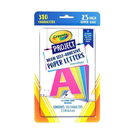 Crayola Self - Adhesive Letters and Numbers for Projects - Neon Colors (310 Character Pieces) Great for Bulletin Boards, Signs, Posters - Dollar Fanatic