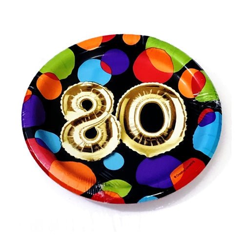 Creative 80th Balloon Birthday Party Dessert Plates (8 Count) - DollarFanatic.com