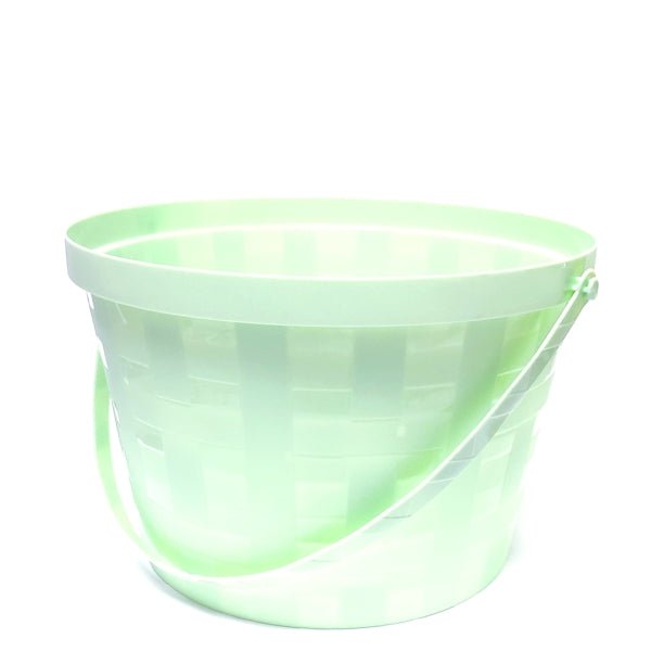 Crescent Basket Weave Plastic Basket with Handle - 8" x 5.75" (Select Available Color) - DollarFanatic.com