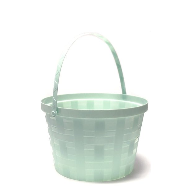 Crescent Basket Weave Plastic Basket with Handle - 8" x 5.75" (Select Available Color) - DollarFanatic.com