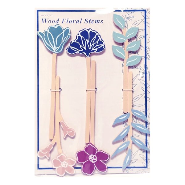 Crescent Floral Stems Decorative Wood Decor (6 Count) - DollarFanatic.com