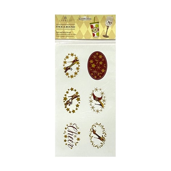 Cypress Home Holiday Peel and Stick Decal Stickers - Gold/Red (2 Sheets) Personalize, Decorate Party Drinkware, Serving Trays, etc. - Dollar Fanatic