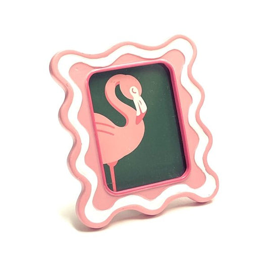 Decorative Resin Picture Frame - Rose Pink/white (Holds 3.35" x 4.33" Photo Print) - Dollar Fanatic