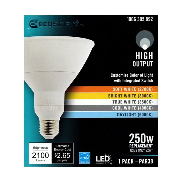 Ecosmart 22 Watt PAR38 High Output LED Flood Light Bulb (Integrated Sw