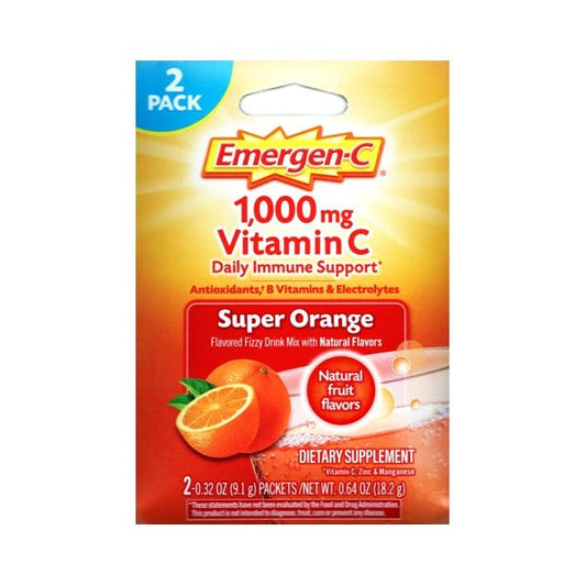 Emergen - C Vitamin C Daily Immune Support Vitamin Drink Mix - Super Orange (2 Pack) Fizzy Drink Mix with Vitamin C, Zinc, Manganese, B Vitamins, Electrolytes - Dollar Fanatic