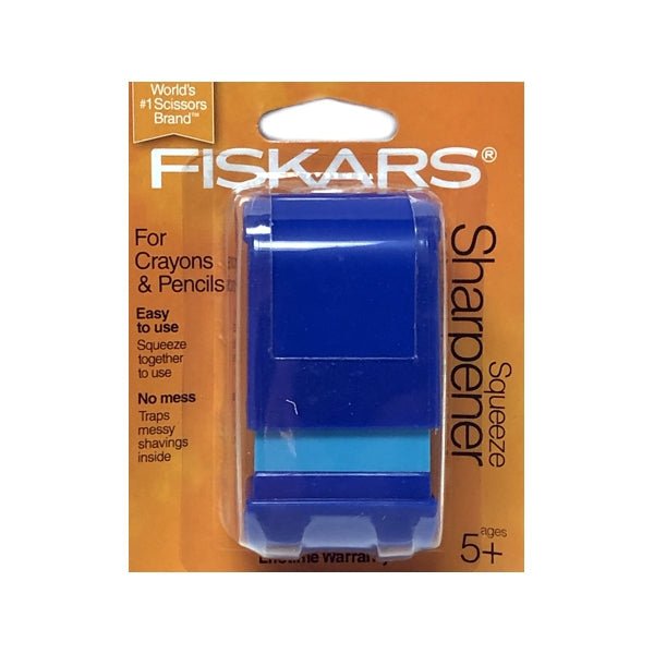 Fiskars Squeeze Pencil & Crayon Sharpener (Select Color) - DollarFanatic.com