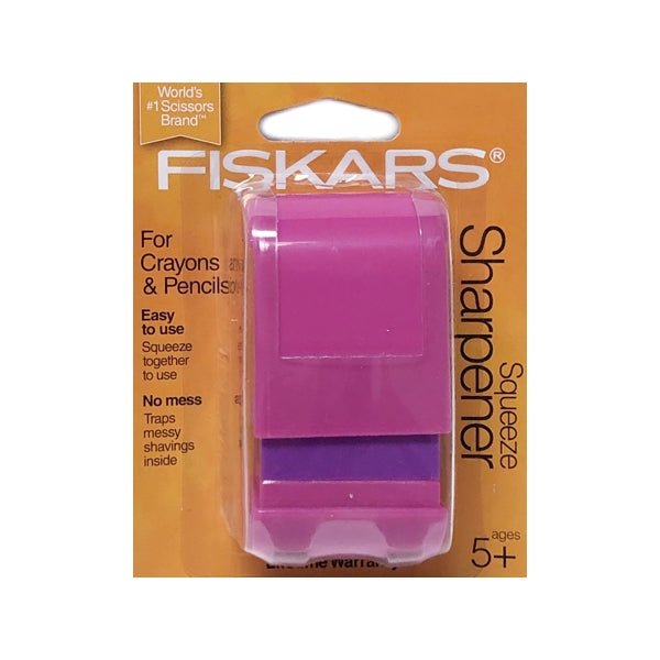 Fiskars Squeeze Pencil & Crayon Sharpener (Select Color) - DollarFanatic.com