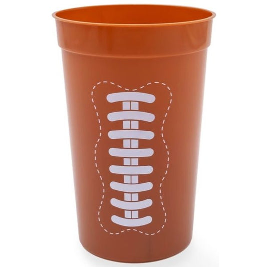 Football Plastic Tumbler Party Cups - Brown (12 Count Pack) BPA Free, Food Safe, Reusable - Dollar Fanatic