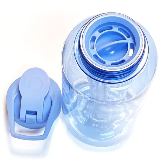 Fruit Infuser Hydration Water Bottle with Carry Handle - Blue/Clear (33.8 fl. oz.) BPA Free - Dollar Fanatic