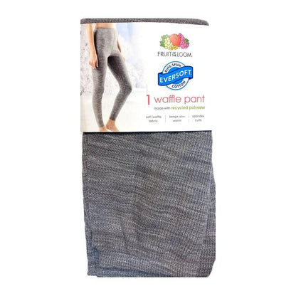 Fruit of the Loom Women's EverSoft Thermal Long Johns Waffle Pants - Heather Gray (Size X - Small/0 - 2) - Dollar Fanatic