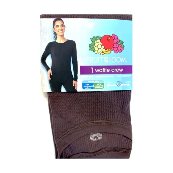 Fruit of the Loom Women's Thermal Long Sleeve Waffle Crew Shirt - Chestnut Brown (Size Small/4 - 6) - Dollar Fanatic