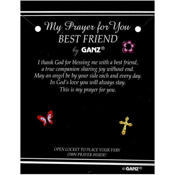 Ganz My Prayer for You BEST FRIEND Magnetic Locket Necklace - Silver (7687) - Dollar Fanatic