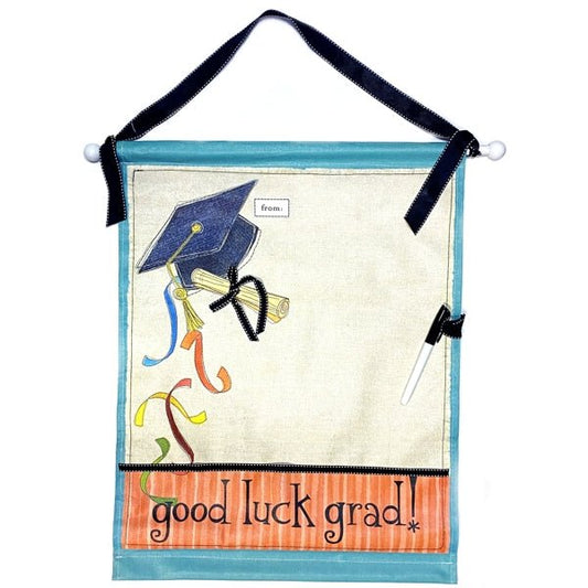 Graduation Autograph Canvas Wall Art Display with Marker - Good Luck Grad (17.5" x 22.5") - Dollar Fanatic