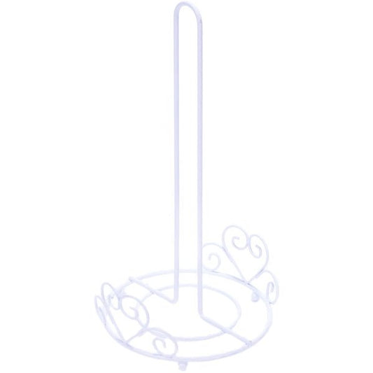 Heart Design White Metal Wire Paper Towel Holder (12.5" H x 6.5" Dia.) - Dollar Fanatic