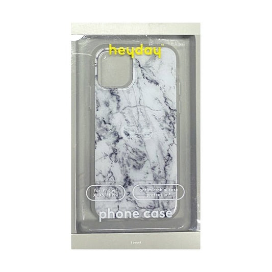 HeyDay iPhone 11 Pro Antimicrobial Hard Shell Protective Phone Case with Rubber Bumpers - Marble White Black (Fits iPhone 11 Pro, X, XS) - Dollar Fanatic
