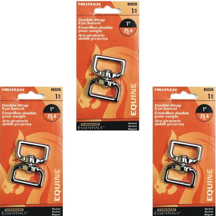 Hillman 1" Double Strap Eye Swivel - Nickel (853226) Light Duty - Dollar Fanatic