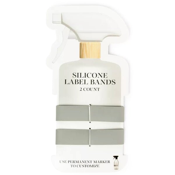 Horizon Silicone Label Bands for Bottles - Gray (2 Pack) Fits Snug Around Most Bottles/Jars - Dollar Fanatic