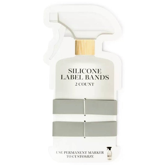 Horizon Silicone Label Bands for Bottles - Gray (2 Pack) Fits Snug Around Most Bottles/Jars - Dollar Fanatic