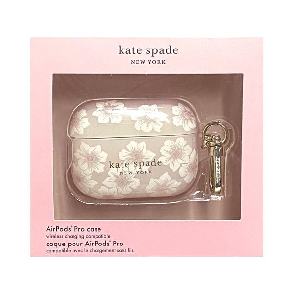 Kate Spade Ear Buds Case for Air Pods Charging Case Cover - White/Hollyhock Floral (AirPods Pro) - Dollar Fanatic