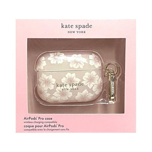 Kate Spade Ear Buds Case for Air Pods Charging Case Cover - White/Hollyhock Floral (AirPods Pro) - Dollar Fanatic