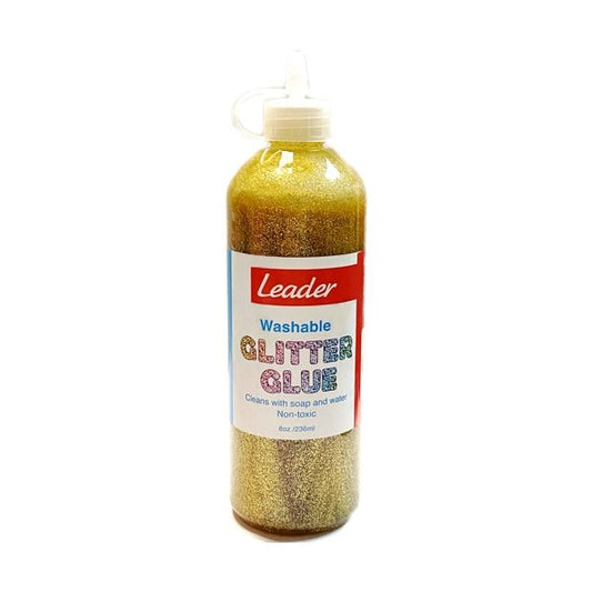 Leader Washable Non - Toxic Glitter Glue - Gold (8 fl. oz.) Great for Slime! - Dollar Fanatic