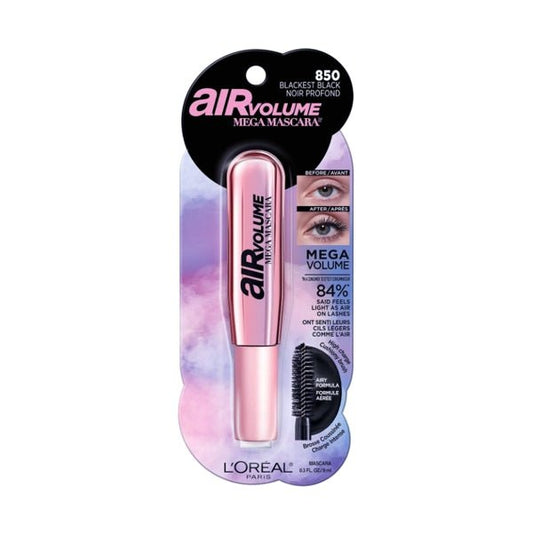 L'Oreal AirVolume Mega Mascara - 850 Blackest Black (Net 0.3 fl. oz.) Mega Volume That's Light as Air - Dollar Fanatic