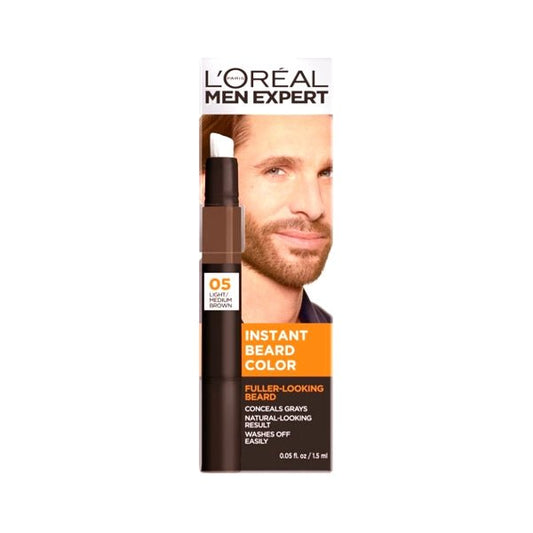L'Oreal Men Expert Instant Beard Hair Color (05 Light/Medium Brown) Washes Off Easily - Dollar Fanatic
