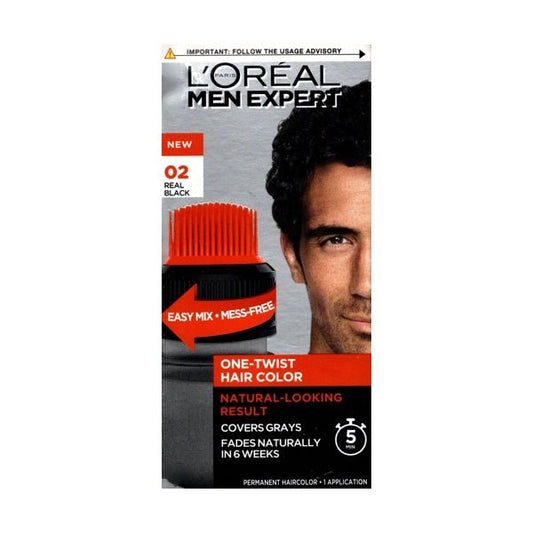 L'Oreal Men Expert One - Twist Hair Color Kit (02 Real Black) Fades Naturally in 6 Weeks - Dollar Fanatic