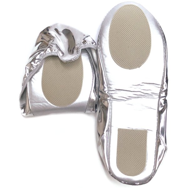 Luxury Travel Flats - Metallic Silver (One Pair) Size M 8-9, Foldable Flat Shoes - DollarFanatic.com