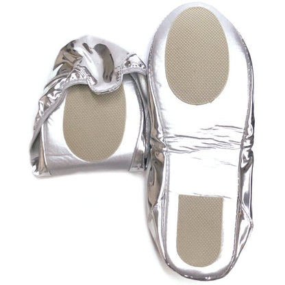 Luxury Travel Flats - Metallic Silver (One Pair) Size M 8-9, Foldable Flat Shoes - DollarFanatic.com